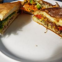 Left, Veggie Vinny, Middle, Massaman Curry Vegan Banh Mi and Right, Mushroom & Artichoke "Cheese Steak". at Lemon Tree in Boise