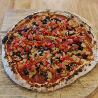 Mexican vegan pizza with cashew nut cheese at Pizza Luna / Tito's Burritos in Koh Phangan