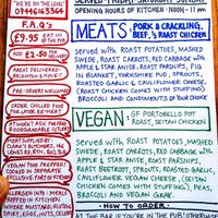 Sunday Roast menu at Caroline of Brunswick Pub in Brighton