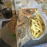 Veggie burger without cheese really big portion   at Cantina Teguise in Lanzarote