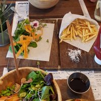 Vegan Bowls with kimchi and french fries at Cantina Teguise in Lanzarote