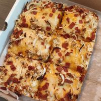 Vegan baked buffalo deep dish variant at Primoz Pizzeria in Cleveland