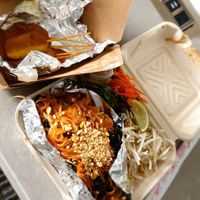 Soy Chicken Satay with My Vegan Special Pad Thai at My Vegan in Los Angeles