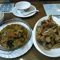 Veg curry & cumin mushrooms. at Amrita in Shanghai