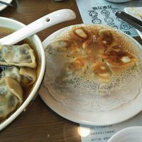 Fried sheperd's purse dumplings. at Amrita in Shanghai