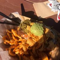 Vegan Frito Pie Dog w/ Curly Fries at The Dogfather in San Antonio