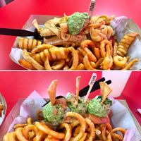 Top Frito, bottom guac dog  at The Dogfather in San Antonio