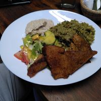 Pesto-Quinoa and seitán meat at Donde Gopal in Quito
