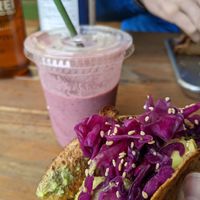 Breakfast taco and smoothie at ATX Food Co in Austin