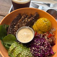 BBQ Briket entree & Nitro cold breww  at ATX Food Co in Austin