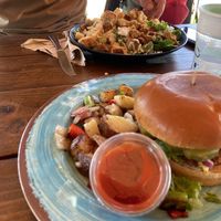 Caesar salad and chickn burger with country potatoes at Vida Eatery  in Bakersfield