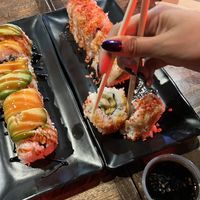 california roll with salmon and taki taki roll  at Vida Eatery  in Bakersfield