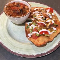 Fry bread taco with chili beans  at Vida Eatery  in Bakersfield
