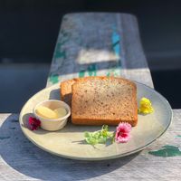 Banana bread is vegan, just ask for nuttelex to be served with it  at Lil-Ego Cafe in Ormeau