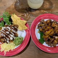 Jackfruit burrito bowl and cauliflower bites entree  at The Prickly Piñata in Maroochydore
