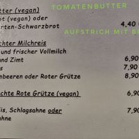 Teil der Speisekarte at Cafe Im Apfelgarten in Oldsum