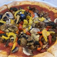 The vegan pizza with vegetables.  Yum!  at Olivo in Verona