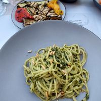 Vegan pesto pasta at Olivo in Verona