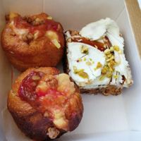 Rbuarb cruffins and vegan carrot cake at Melbourne in Lichfield in Lichfield