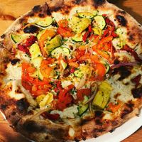 Vegan pizza  at HaPizza in Tel Aviv