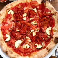 Vegan pizza at HaPizza in Tel Aviv