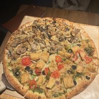 Truffle mushroom & chicken with bell pepperss  at Gung Ho! Pizza in Beijing