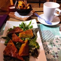 The vegan tortilla and the potato wedges at Veg Joy in Rome