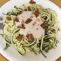 Espaguetis de calabacín  at Veg Joy in Rome