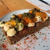 Focaccia chimichurri , albicocche arrostite e tofurmaggio  at Veg Joy in Rome