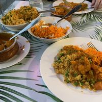 Vegetable Malabar, Kashmiri Pulao, ‘Prawn’ Korma and Peas Pulao at The Leaf in Leederville