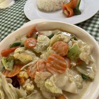Green thai curry. Just double check with then there is not dairy   at Oasis Resort Restaurant in Panglao