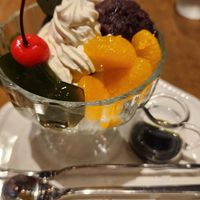 Matcha Anmatsu at Futaba Fruits Parlor in Tokyo