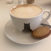Vegan cappuccino uit poezenkopje   at Kattencafé Balthazar in Nijmegen