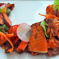 Warm mushroom & olive salad at Vegolution in Saint John