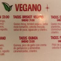 Vegan menu at Tacos La Neta in Panama City