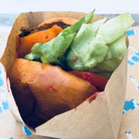 Superfood Hemp Burger at Mendocino Farms in San Mateo