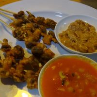 satay shiitake mushrooms  at Pun Pun Organic Vegetarian Restaurant - Wat Suan Dok in Chiang Mai