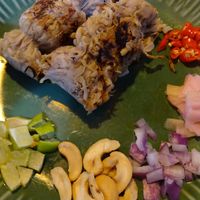 fermented mushroom sausage at Pun Pun Organic Vegetarian Restaurant - Wat Suan Dok in Chiang Mai