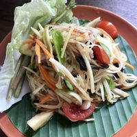 Spicy papaya salad at Pun Pun Organic Vegetarian Restaurant - Wat Suan Dok in Chiang Mai