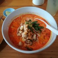 Vegan Tom Yum soup at Pun Pun Organic Vegetarian Restaurant - Wat Suan Dok in Chiang Mai