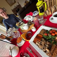 Cooked breakfast and pancakes   at Stonewater House Vegan B&B in Isle Of Arran