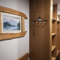 Lovely wooden decorations all over the room at Hotel Ribno in Bled