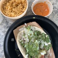 Masa cauliflower classic taco with rice and smoked red pepper salsa  at Screaming Goat in Sarasota