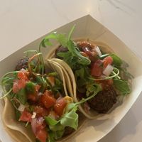 Supper yummy falafel vegan tacos !.. Definitely recommend  at Screaming Goat in Sarasota