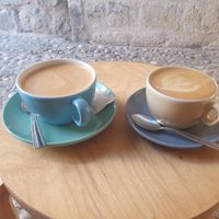Latte and cappuccino at Cogito Coffee Shop in Dubrovnik