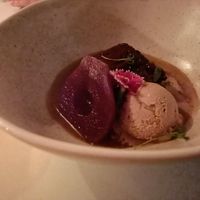 Sticky date pudding, caramel, winter fruits, ice cream at No Bones in Byron Bay