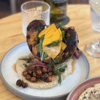 The hummus with the harissa pumpkin was amazing!  at No Bones in Byron Bay