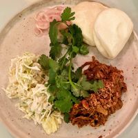 Jackfruit bao with pickled onion and slaw  at No Bones in Byron Bay
