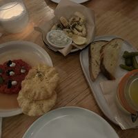 Watermelon tartare, calamari, pate  at No Bones in Byron Bay