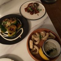 Calamari and Brussel sprouts at No Bones in Byron Bay